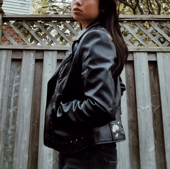 STREETWEAR SOCIETY Embroidered Faux Leather Jacket - Picture 3 of 4